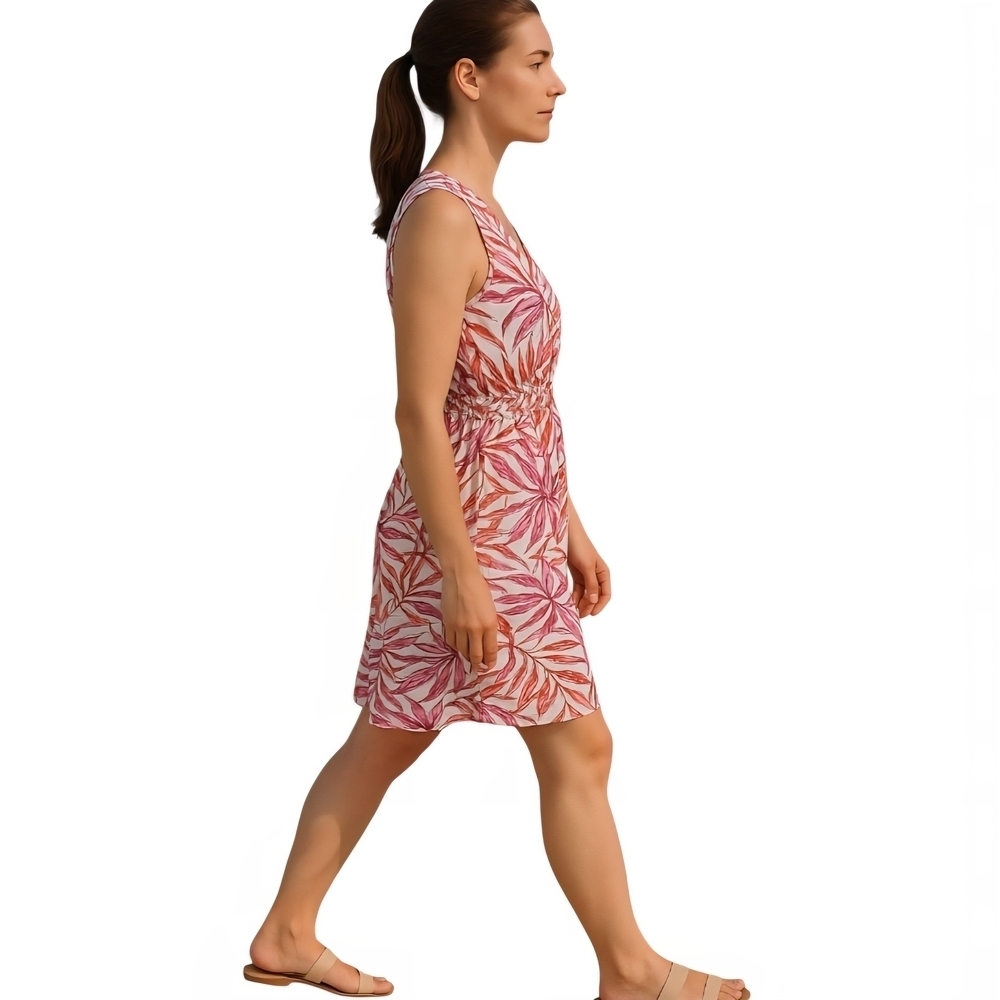 Harper Pink and Orange Leaf Print Swim Coverup - Picture 3 of 8